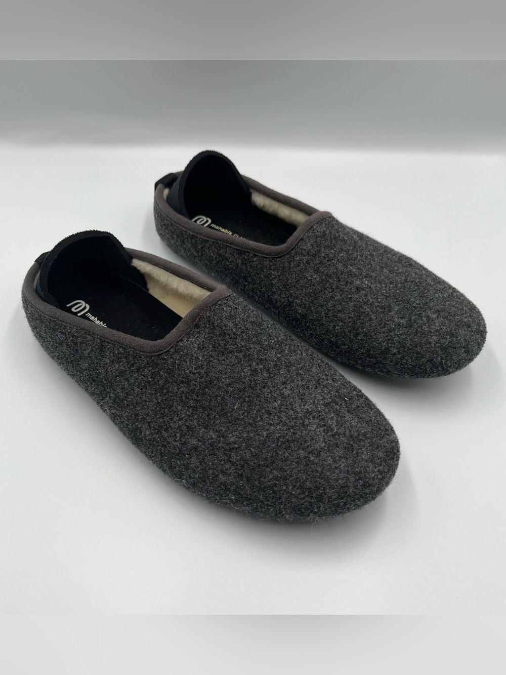 Mahabis Classic Wool Slip On Slippers Black Size EU 40